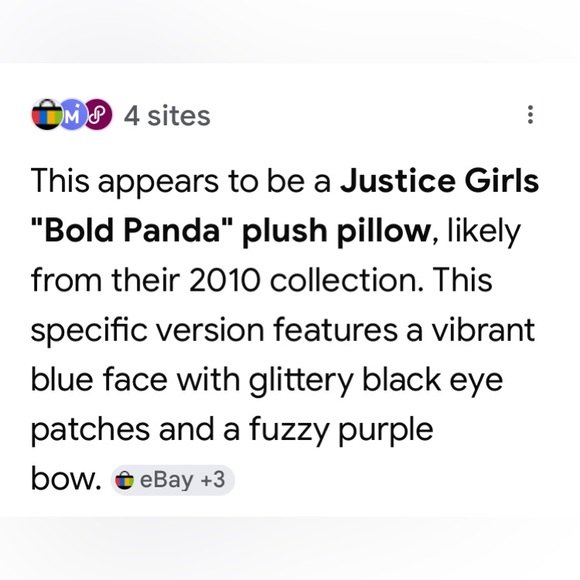 Justice 2010 Retired Collectible Bold Panda 14” x 16” Plush Pillow - Picture 9 of 9